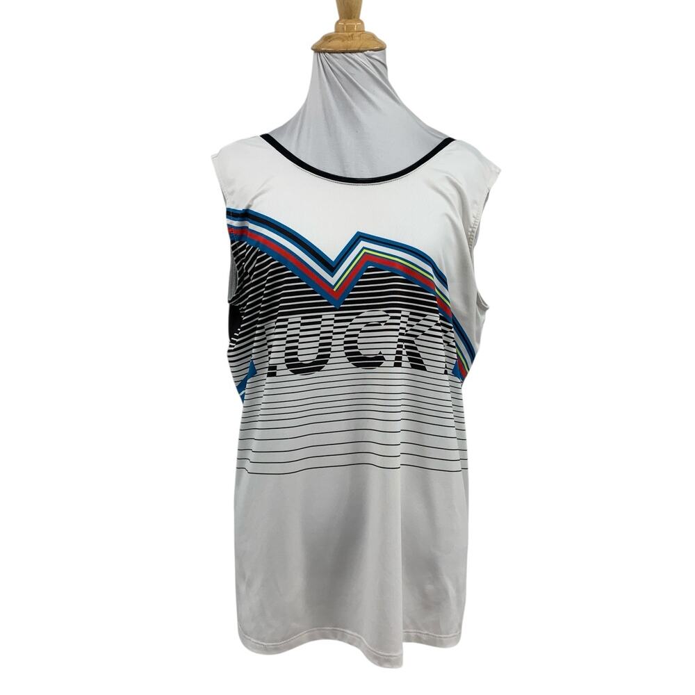 Lucky In Love Top Womens L Large Future Retro Tank Performance Tennis Chevron
